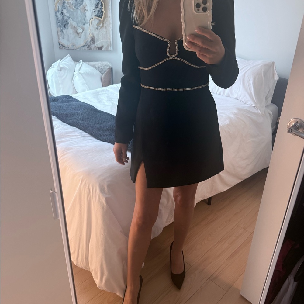 Self-Portrait Black Dress with White Accents